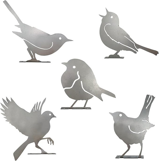 5pcs Metal Birds with Screws Birds Garden Silhouette Fence Decoration Decorative Metal Garden Yard Art Birds Ornaments Modern Farmhouse Patio Yard Landscape, Ideal Gift for Bird Lovers