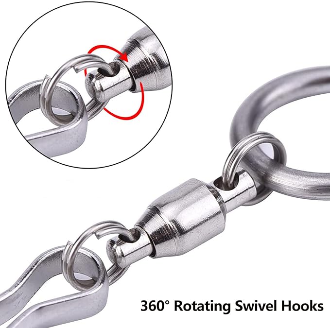 Swivel Hooks, 12 Pack 360° Hanging Swivel Hooks with 12.9in Extended Chain for Outdoor Wind Spinners, Wind Chimes, Windsock and Crystal Twisters Parts Supplies (12 Pack)