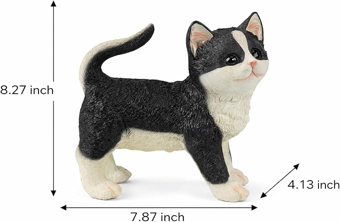Tuxedo Standing Cat Statues Outdoor Decorative, Cat Memorial Statue for Yard Lawn Patio Porch, Garden Pet Grave Marker Figures,