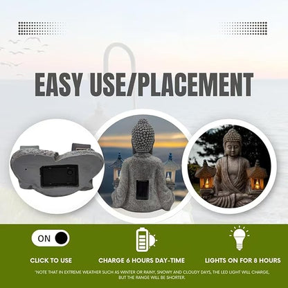 Buddha Statue for Home and Outdoor Decor Solar Powered Flickering LED,Garden Light,Courtyard Zen Meditation Spiritual Room Decor- Buddha Decor Outdoor-Ideas Gifts for Women, Mom