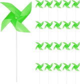 HARFINGTON 50pcs Windmills for The Yard Garden 15" x 7.5" 4 Leaves Pinwheels Wind Mills Spinners Windproof Waterproof Bird Devices with Stakes for Patio Decor, Green