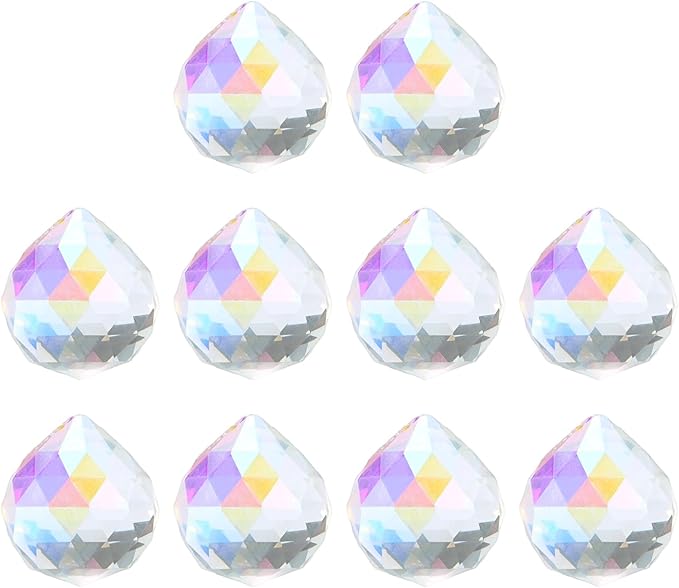 M METERXITY 10-Pack Crystal Ball Prisms, 24mm/0.94 Inch Chandelier Pendant Maker Hanging Crystals Chandelier Prisms for Home/Windows/Garden/DIY Decoration[Vibrant Colors]