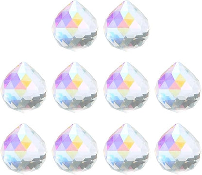 M METERXITY 10-Pack Crystal Ball Prisms, 24mm/0.94 Inch Chandelier Pendant Maker Hanging Crystals Chandelier Prisms for Home/Windows/Garden/DIY Decoration[Vibrant Colors]