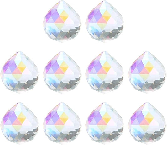 M METERXITY 10-Pack Crystal Ball Prisms, 24mm/0.94 Inch Chandelier Pendant Maker Hanging Crystals Chandelier Prisms for Home/Windows/Garden/DIY Decoration[Vibrant Colors]