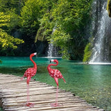 2Pcs Flamingo Outdoor Statues, Metal Flamingo Yard Art Decor for Garden Home Patio Yard Display