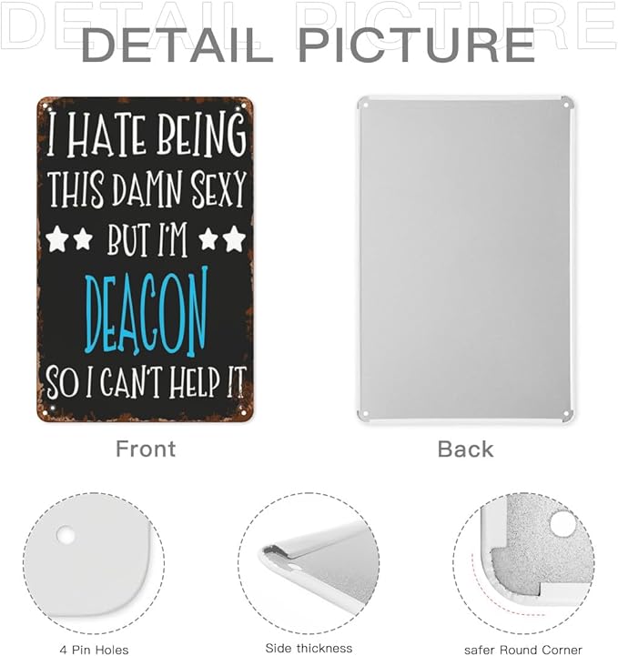 Retro Tin Signs Deacon So I Can't Help It 8x12 Inches Metal Wall Decor for Garden,Kitchen,Living Room,Patio,Office,Bathroom,and More! Vintage Funny Sign