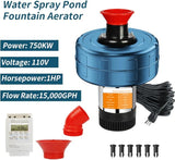 Pond Fountain Aerator, 1HP 110V 15000 GPH Stainless Steel Floating Pump w/100ft Cord – Aerator for Ponds, Lakes, Water Gardens
