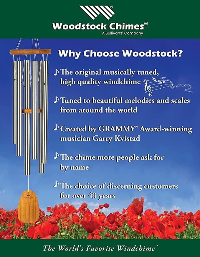 Woodstock Chimes Signature Collection, Woodstock Amethyst Chime, Medium (30'') Decor Designs Wind Chimes for Outdoor, Patio, Home or Garden Décor (WYBRM)