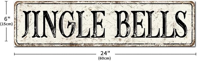 Madcolitote Ancient Retro Jingle Bells Wood Sign Jingle Bells Street Signs Customized Rustic Wooden Wall Art Farmhouse Wall Decor Kitchen Home Decor Signs Wall Hanging Sign 6x24in
