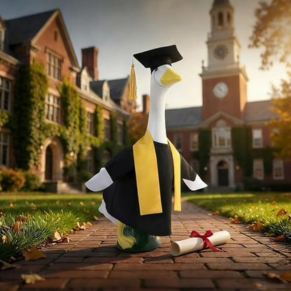 Graduation Porch Goose Outfits Academic Gown and Graduation Cap Costume Scarf for 23 Inch Cement Statue Outdoor Garden Patio Yard Lawn Art Decoration