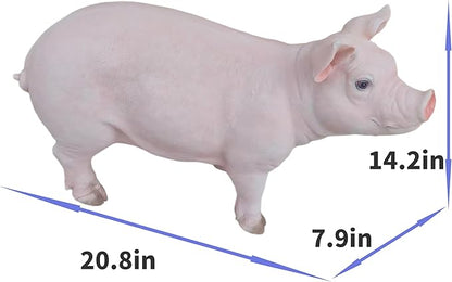 HOUDE Cute Pig Statues, 20.08 inches Long, decorates Outdoor Art Gardens, courtyards, lawns, and Indoor Public Spaces Such as Living Rooms and Balconies. (Pink)