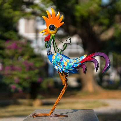 Metal Wacky Rooster Garden Statues Outdoor Decor, 23'' Rooster Decor Chicken Yard Sculptures Art Decoration for Home Outsiede Patio Lawn Backyard, Gift for Women Lovers Moms(Blue)