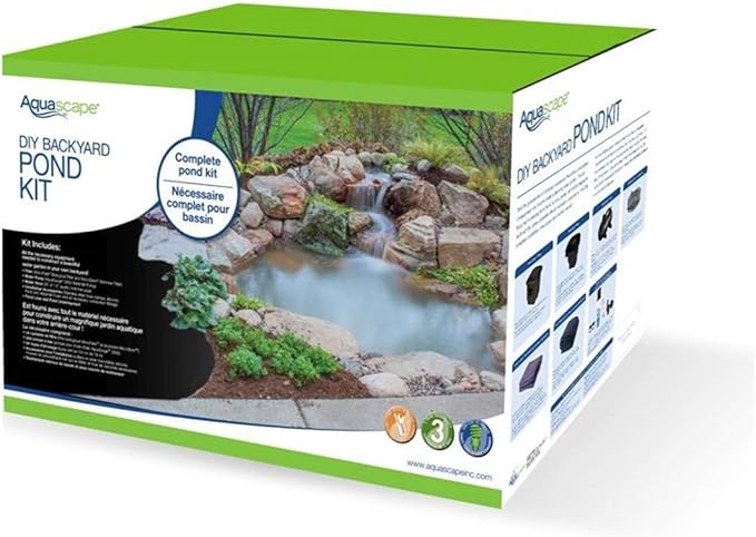 Aquascape DIY Backyard Pond Kit 8 x 11 feet – Complete Water Garden Ecosystem with Pump, Skimmer, and Filter, 99765