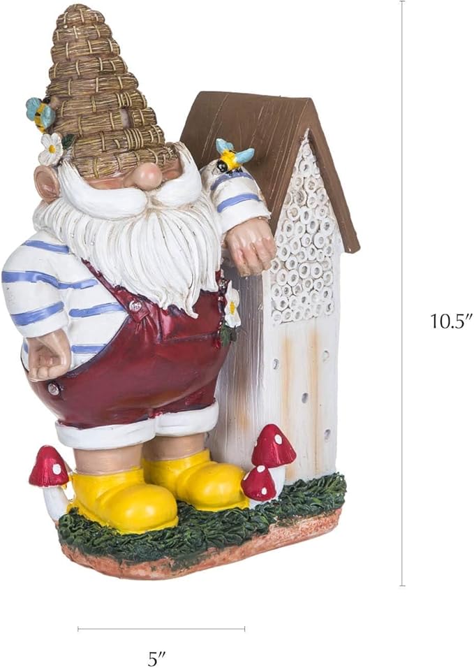 Topadorn 11" Resin Gnome Statue - Outdoor Decorative Garden Gnome Sculpture for Home, Yard, and Patio Decor