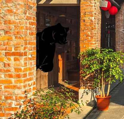 Farm Bear Art Garden Decor Outdoor Decoration, Farm Peeping Cow Metal Art Outdoor Decor, Fence Animals Silhouette Art Decoration for Farmhouse, Yard, Lawn Weather (B)