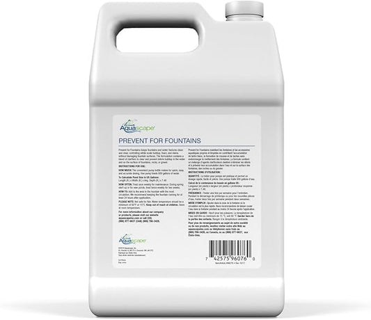 Aquascape Prevent Water Treatment for Fountains, Waterfalls, Rock and Gravel, Prevent White-Scale Buildup, Stains, Foam and Other Unsightly Water Conditions, 1 Gallon / 3.78 L | 96076