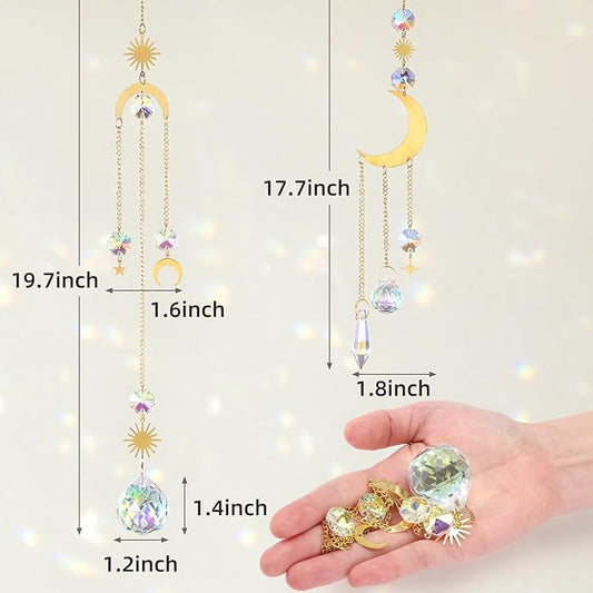 LEMESO 2 PCS Colorful Sun Catchers with Hanging Crystal Balls for Indoor Windows Home Garden Party Decor Christmas Wedding Gifts