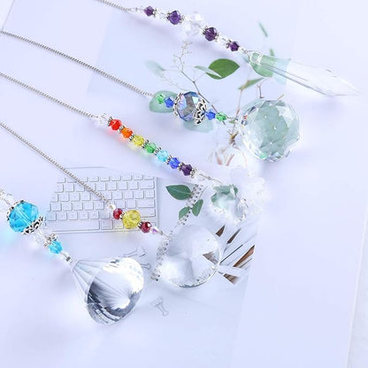 YU FENG 5 Pcs Crystal Suncatchers with Colorful Beads for Window Decoration Ornament for Christmas Tree