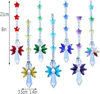 Crystalsuncatcher Crystal Glass Guardian Angel Rainbow Maker Collection Suncather,Set of 7