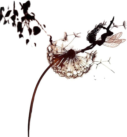 Flower Fairy Dancing with Dandelion, Fairy Garden Sculptures, Angel Metal Ornaments Gardens Art Sculpture, Stainless Steel Statue Garden Ornaments Art Decorations for Outdoor Yard Lawn Patio (E_flat)