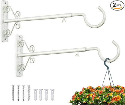 BOLITE 18023 Bird Feeder Hanger(16 to 24 Inch), Adjustable Hanging Plant Bracket, Plant Hangers for Hanging Bird Feeders, Planters, Lanterns, Wind Chimes, String Lights, 2 Pack, White
