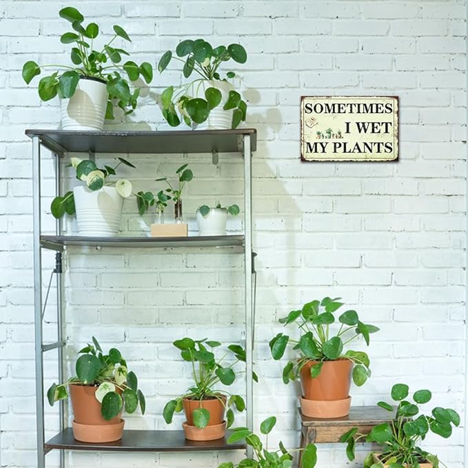 YOYI ART Sometimes I Wet My Plants Sign - Funny Patio Garden Decor for Outside, Vintage Metal Tin Signs for Garden, Patio, Outside, Backyard and Farmhouse Wall Decor Art, Plant Lover Gift, 12 x 8 inch