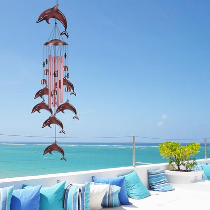 Dolphin Wind Chimes for Garden, Home, Balcony, Yard, Outdoor Decoration, Blessing Wind Bells, Memorial Wind Chime, Wind Catcher, Dolphins Wind Chimes Xmas Gifts for Mom, Grandma, Family, Women, Friend