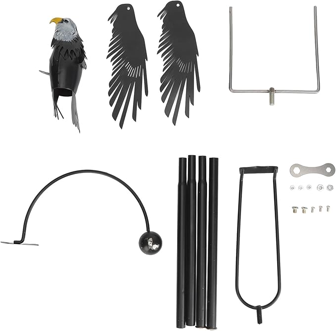 Eagle Decor Stake, Iron Metal Art Eagle Statue, Black, Bird Statue, Outdoor, Wedding, Animal, Modern Style, 336g