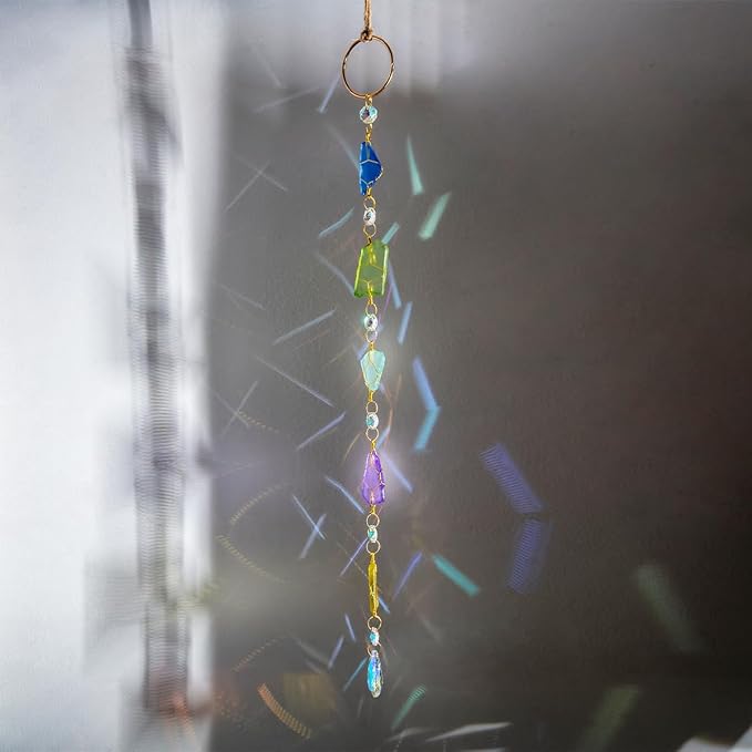 Sea Glass Nautical Wall Decor, Coastal Wall Hanging Handcrafted, Suncatchers Beach Room Decor for Home Indoor Outdoor, Coastal Art for Living Room, Bedroom and Dining Room
