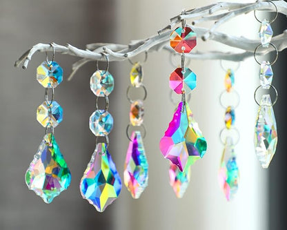 KANPURA 25pcs 38mm Suncatcher with Crystals Horse Eyes Chandelier Prism Replacement Pendant,Hanging Crystals Glass Octagon Beads for Window Christmas Tree Home Decor(AB)