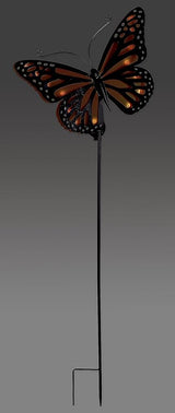 Sunset Vista Designs Decorative Metal Garden Stake with Solar Lights for Outside Waterproof LED Light Yard Decoration, 51", Butterfly - Orange