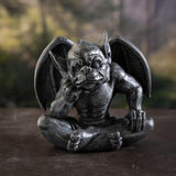 Pacific Giftware Gothic Thinking Gargoyle Statue Black Stone-Look Finish Decorative Outdoor Sculpture Medieval Cathedral Style Polyresin Home Decor 5.04" H