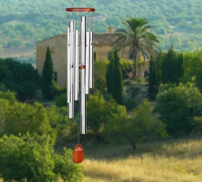 Woodstock Wind Chimes for Outside, Outdoor Decor for Your Patio and Front Porch, Garden Decor, (33") Silver Wind Chime, Woodstock Adagio Chime - Spanish Garden (ADSG)