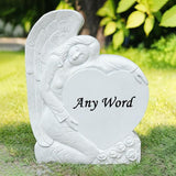 Personalized Memorial Garden Stones Angel Stones Engraved with Any Word - Outdoor Grave Markers Cemetery Stones Memorial Plaques with Angel Statue for Sympathy Gifts