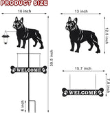 BAYN Solar French Bulldog Silhouette Dog Breed Welcome Sign with a Lantern Outdoor Decorative Garden Stakes for Yard, Lawn, Patio, Pathway