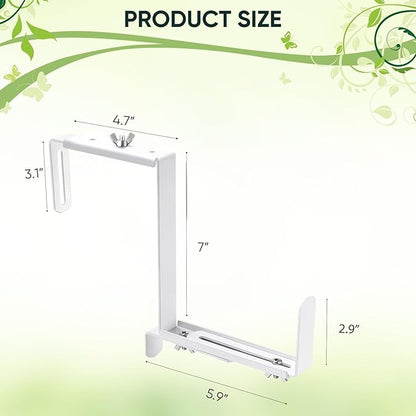 VIVIKEN Adjustable Planter Box Bracket, Flower Box Holder Brackets for Deck Railing, Window Box Hanging Brackets for Patio Garden Fence Pergola Balcony Supporting Heavy Planters-4 Pack