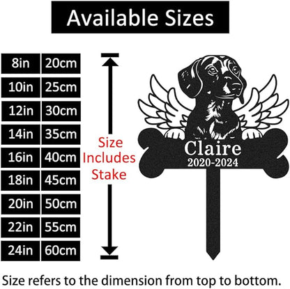 Custom Dachshund Memorial Grave Marker, Personalized Dachshund Dog Memorial Sign Bone Stake, Weatherproof Metal Wings Memorial Plaque Dog Loss Gift Pet Sympathy Gift, Lawn & Yard & Cemetery