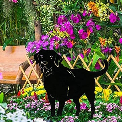 CXWLD Metal Dog Stake Statue Garden Lawn Black Labrador Silhouette Decoration Animal Sculpture Outdoor Decor Yard Sign for Yard Patio Backyard Pathway Sidewalk, 38x37CM (BLAC1)