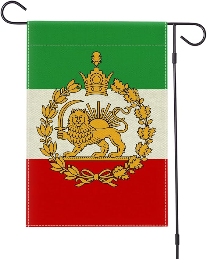12x18in Iran Garden Flag Double Sided Lion Sun and Crown Design, Indoor Outdoor Yard Decor