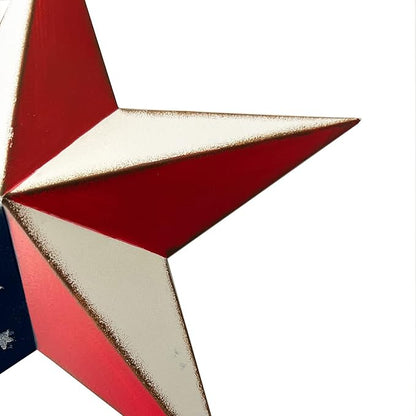YUMBOR Rustic Metal 3D Barn Americana Stars Outdoor Decor Patriotic Wall Decoration American Flag Wall Star July 4th Country Americana Patriotic Wall Door Decorations