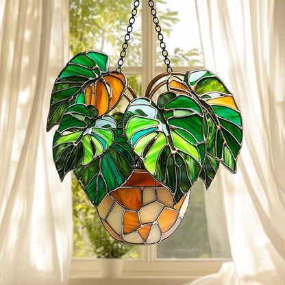 Monstera Leaves Acrylic Suncatcher Plant Window Hanging Gift for Lover Mom Garden Grandma Home Decorations Suncatchers Windows Indoor Outdoor Decor