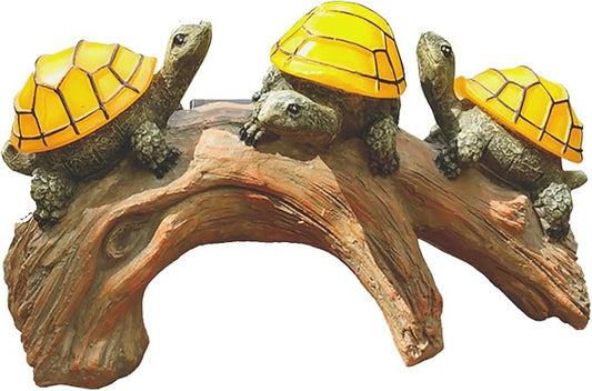 Solar Powered Turtles on Log Outdoor Garden Decor - LED Light, Outdoor Statues, Decor, and Gifts for Mom, Grandma, Birthday - Solar Light for Garden and Outdoors
