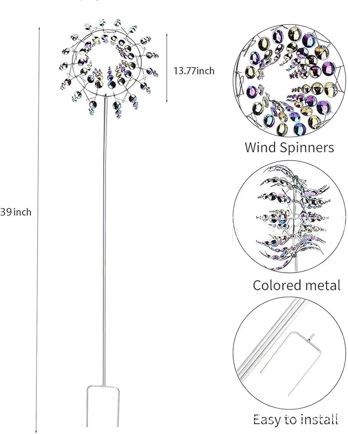Magical Metal Windmill for Backyards,3D Kinetic Wind Sculpture for Yard & Garden, Outdoor Metal Windmill Decor with Spinning Blades for Patio, Lawn, Backyard