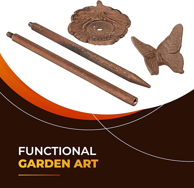 Carvers Olde Iron Decorative Garden Hose Guide Stake – 19" Solid Aluminum Heavy Duty Hose Protector for Landscaping, Flower Beds & Yard Edging - Butterfly