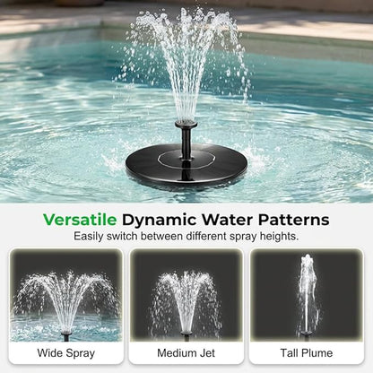 Solar Fountain for Bird Bath, 2026 New Floating Mini Solar Water Fountain with 6 Nozzles, Solar Birdbath Fountain for Garden, Pond, Pool, and Outdoor (1, 5.1in)