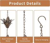 TZSSP 8.5 ft Rain Chain for Gutters - Flower Style & Weatherproof Rain Chain Adapter, Easy Installation