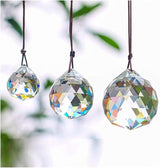 H&D HYALINE & DORA Set of 3 Clear Crystal Ball Includes 20/30/40mm Faceted Prism Balls Suncatcher for Ceiling Lighting Chandelier Hanging Decorating