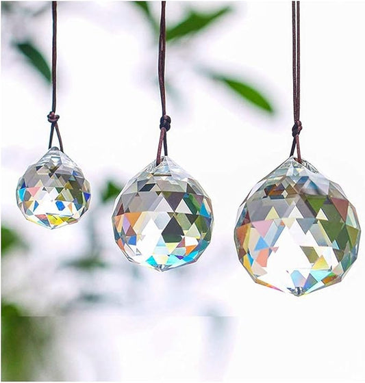 H&D HYALINE & DORA Set of 3 Clear Crystal Ball Includes 20/30/40mm Faceted Prism Balls Suncatcher for Ceiling Lighting Chandelier Hanging Decorating