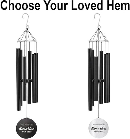 ASTARIN Personalized 30" Memorial Wind Chimes for Outside, Bereavement Gift in Remembrance of a Loved One, Sympathy Gift for Loss of Mother Father Husband, Garden Patio Decor