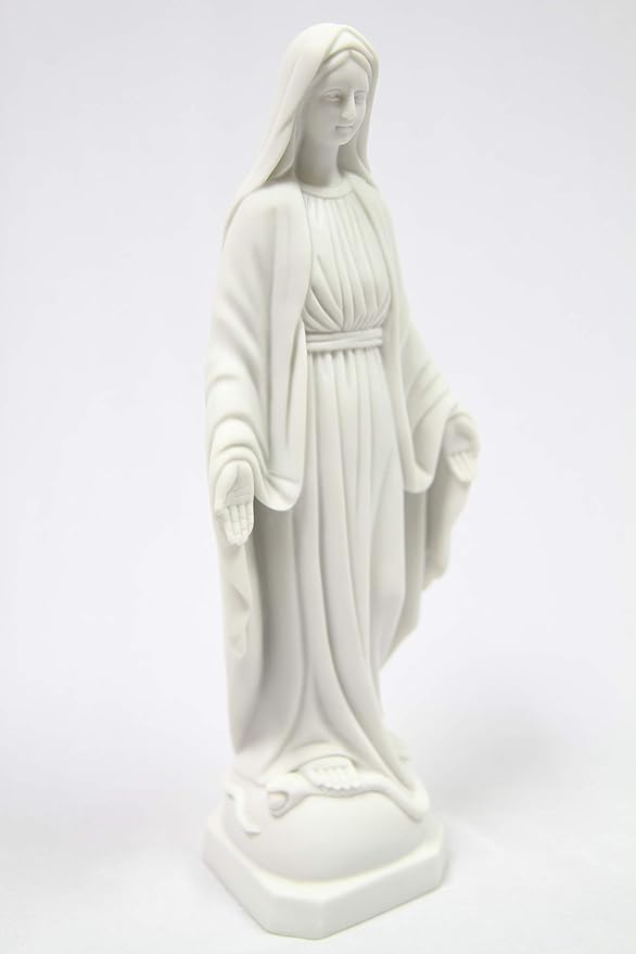 Vittoria Collection 12" Our Lady of Grace Virgin Mary Madonna Blessed Mother Religious Catholic Italian White Statue Sculpture Figurine Figure Made in Italy Indoor Outdoor Garden